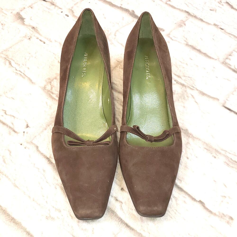 Aerosoles Real of Approval Brown Suede Heels